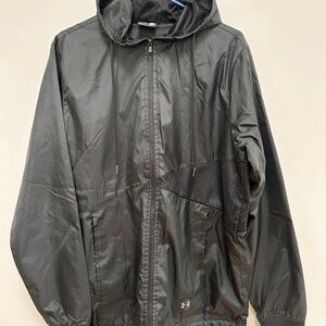 Under Armour Black Hooded Windbreaker with Mesh Panels